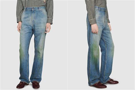 gucci grass stained jeans|Gucci Debuts $1,200 Jeans Designed with Grass Stains Around .